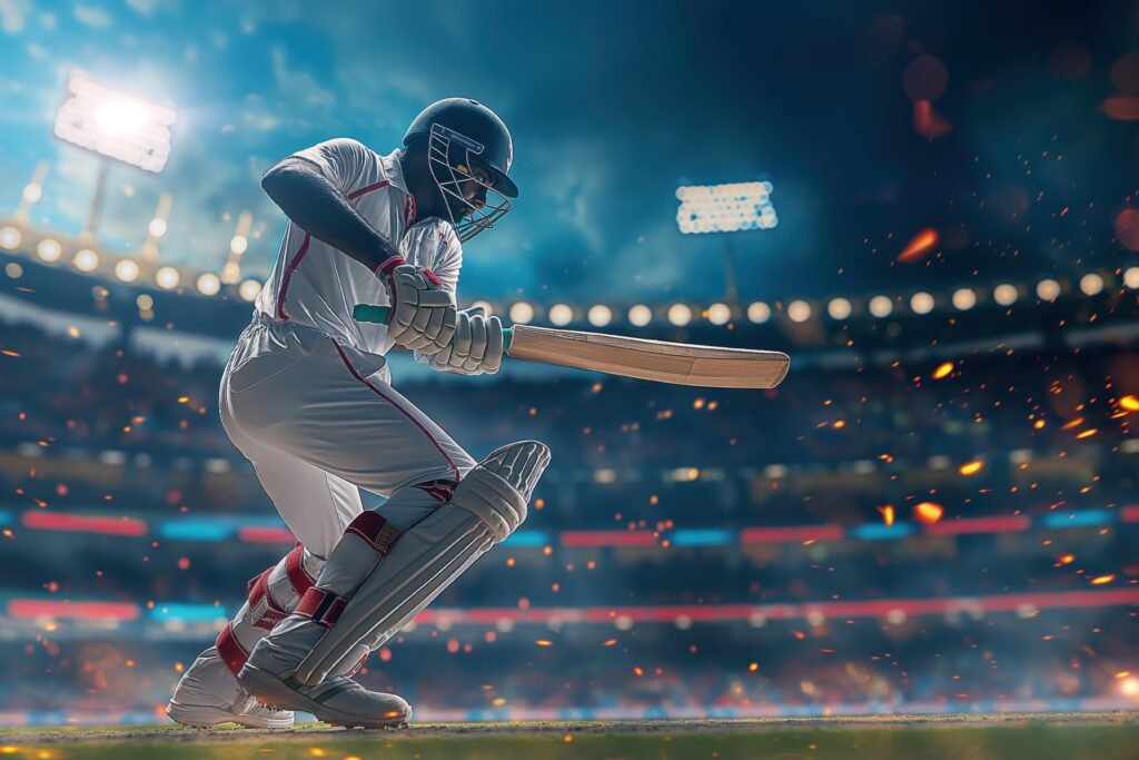 Cricket match with cricket player
