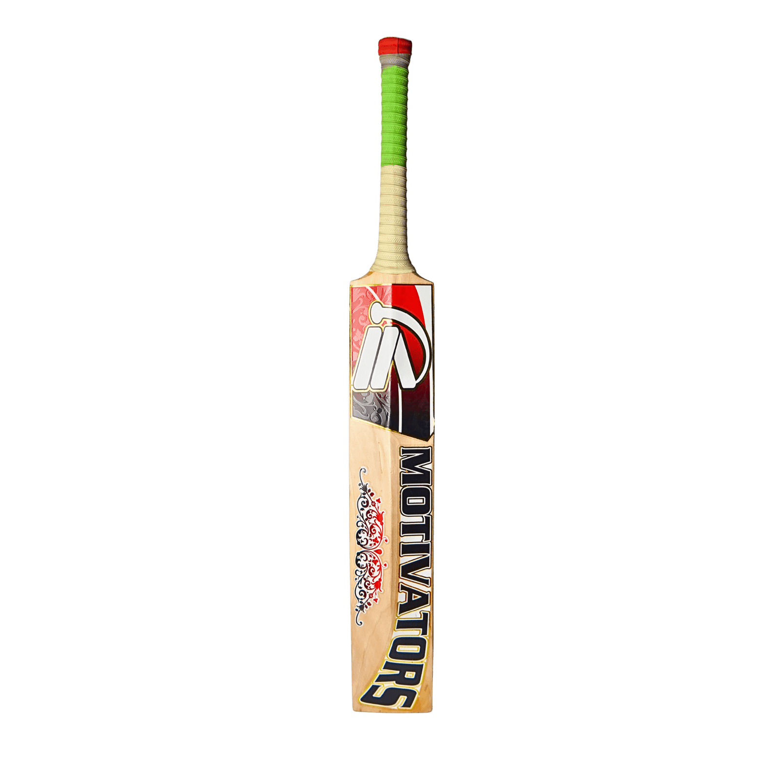 Motivators "Elite Pro 100" English Willow Cricket Bat – Grade 1 (8+ Grains) Red